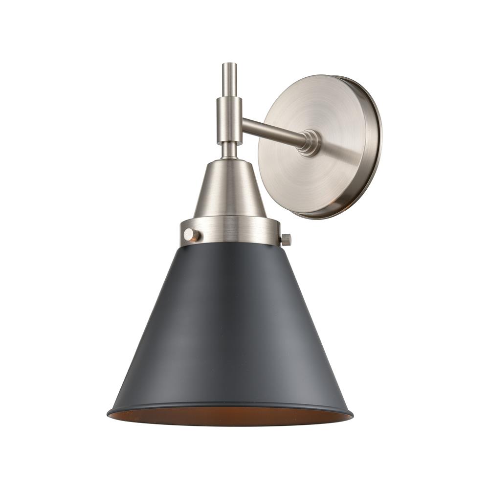 Aylan Home IL4471WSNM13BK Caden Sconce in Satin Nickel with Matte Black Cone Metal Shade