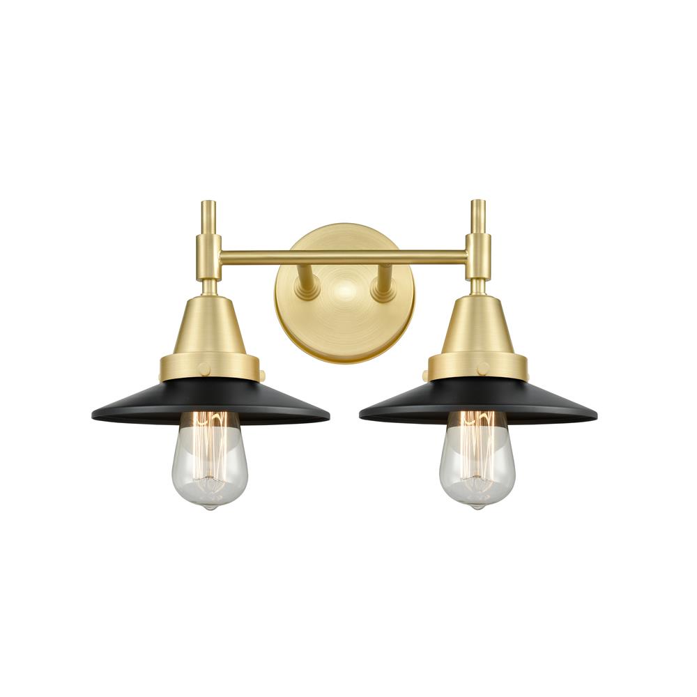 Innovations 447-2W-SB-M6-BK Caden Bath Vanity Light in Satin Brass with Matte Black Cone Metal Shade