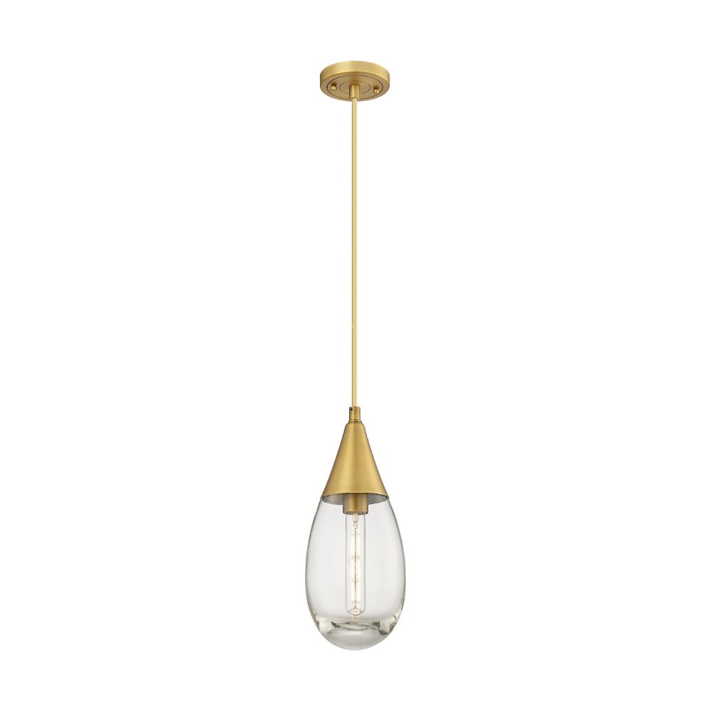 Innovations 450-1P-BB-G450-6CL Malone - 1 Light 6" Cord Hung Pendant - Brushed Brass Finish - Clear Glass Shade