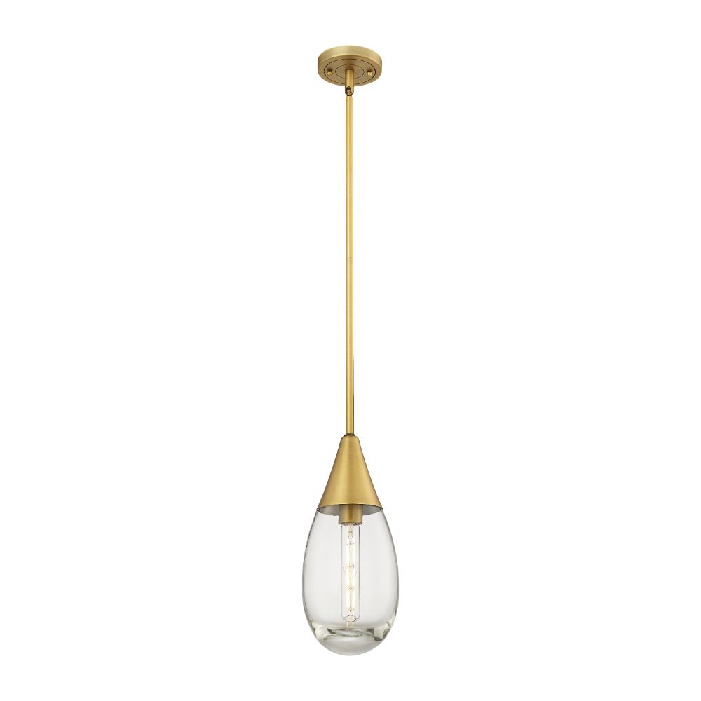 Innovations 450-1S-BB-G450-6CL Malone - 1 Light 6" Stem Hung Pendant - Brushed Brass Finish - Clear Glass Shade