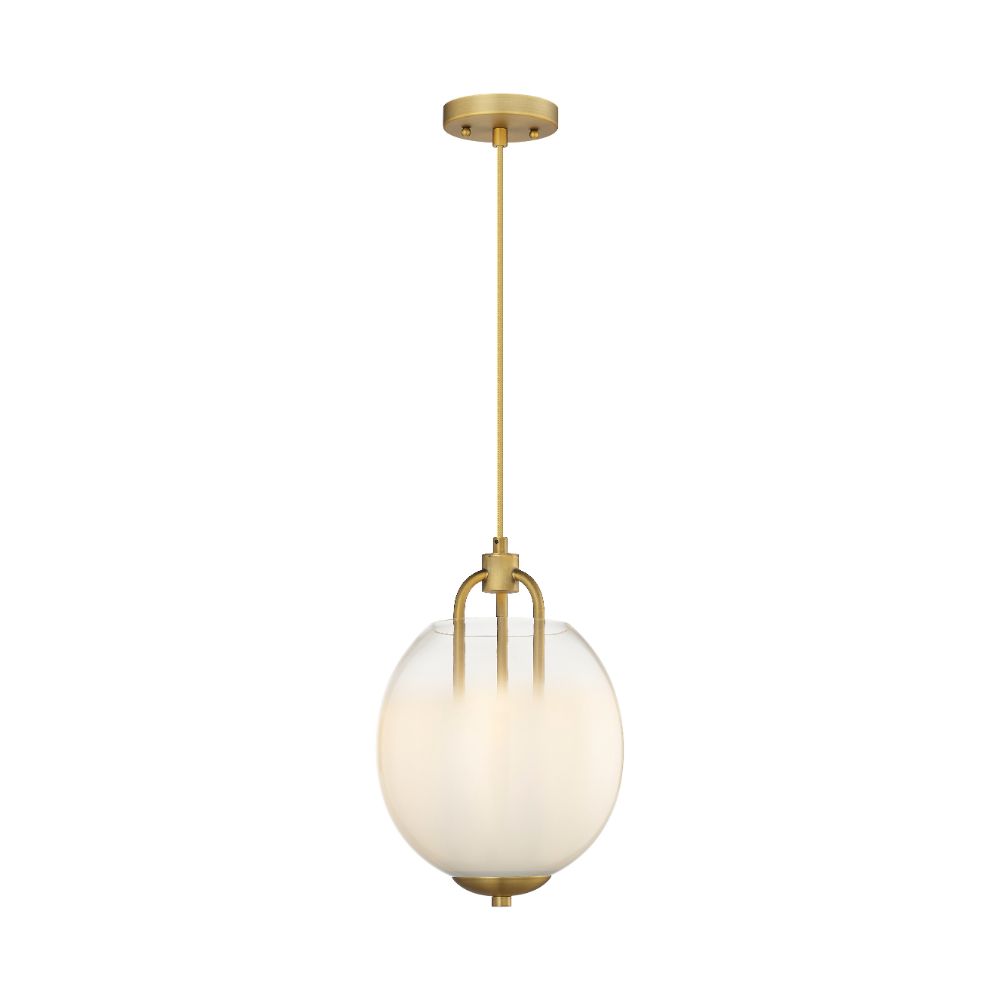 Innovations 453-3P-BB-G453-10WCL Fall Brook - 3 Light 10" Cord Hung Pendant - Brushed Brass Finish - Matte White and Clear Glass Shade