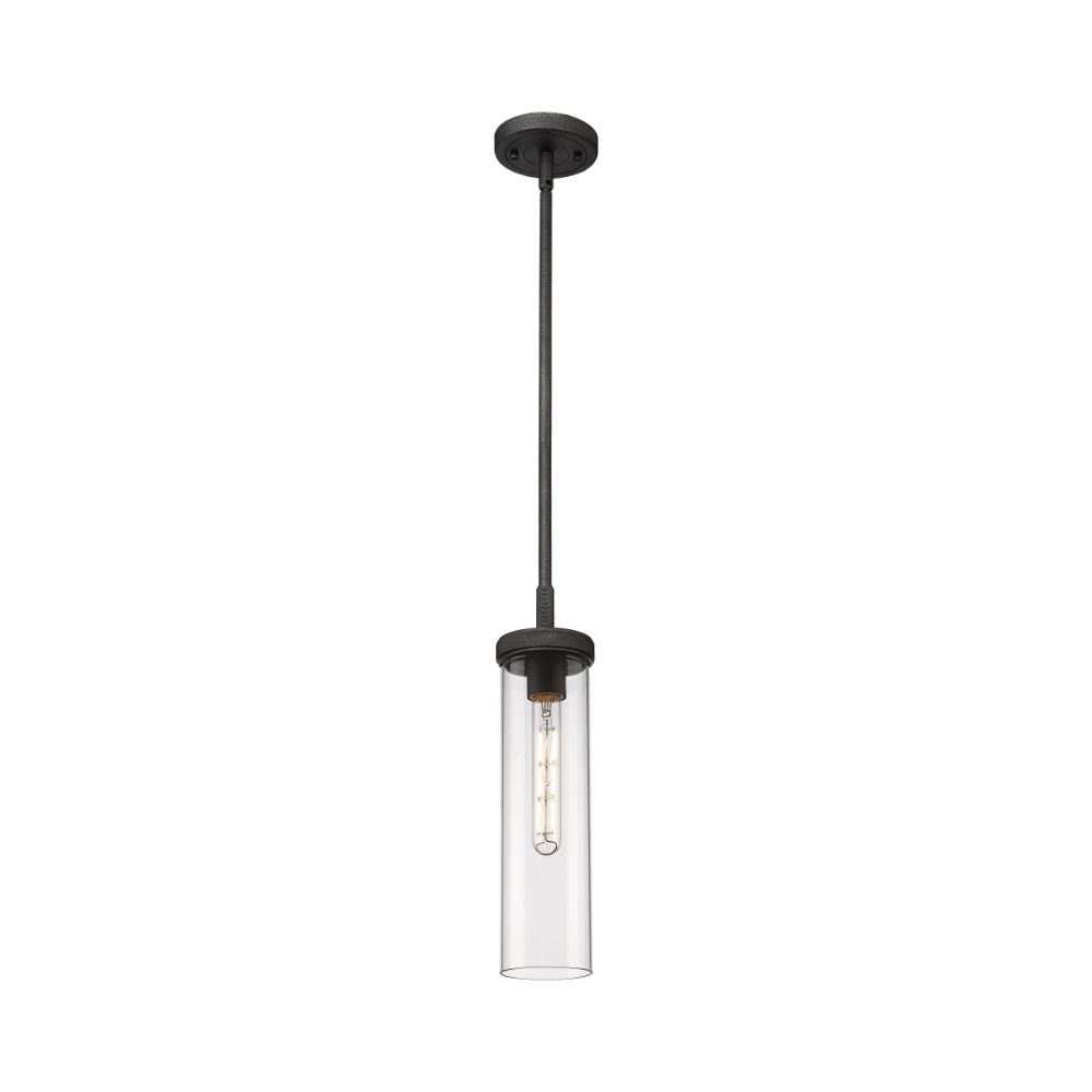 Innovations 471-1S-WZ-G471P-12CL Lincoln - 1 Light 12" Stem Hung Pendant - Weathered Zinc Finish - Clear Glass Shade