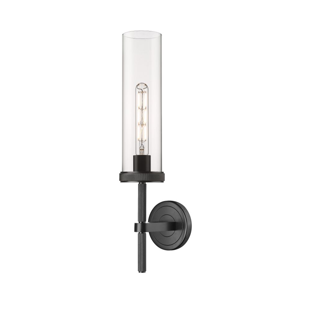 Innovations 471-1W-BK-G471-12CL Lincoln - 1 Light 12" Wall-mounted Sconce - Matte Black Finish - Clear Glass Shade