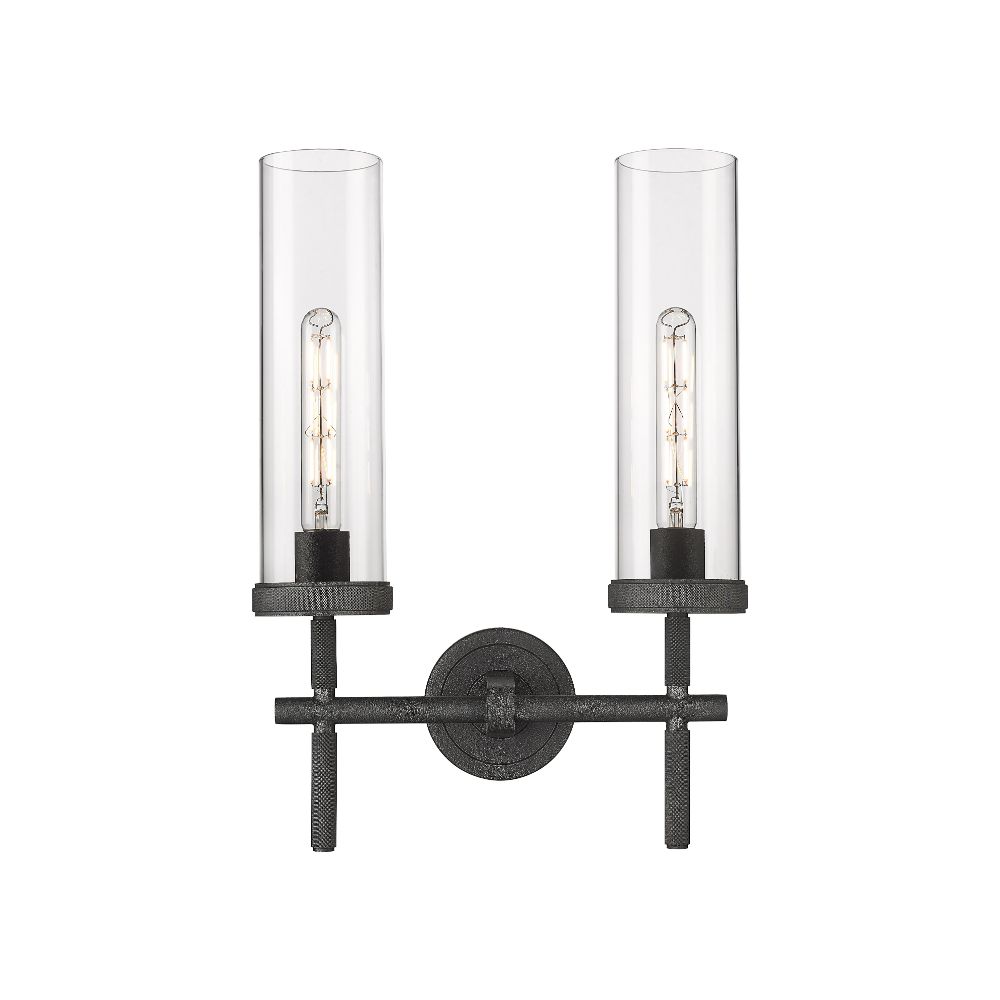 Innovations 471-2W-WZ-G471-12CL Lincoln - 2 Light 12" Wall-mounted Bath Vanity Light - Weathered Zinc Finish - Clear Glass Shade