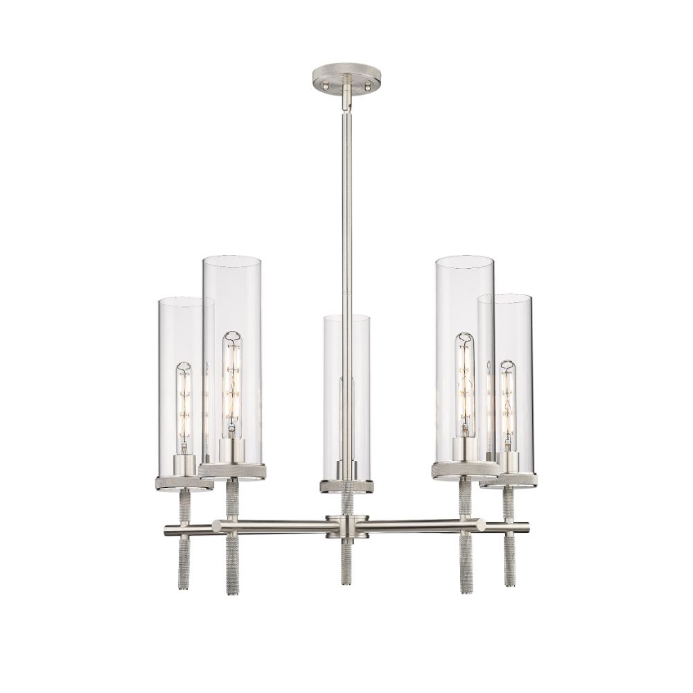Innovations 471-5CR-SN-G471-12CL Lincoln - 5 Light 12" Stem Hung Chandelier - Satin Nickel Finish - Clear Glass Shade