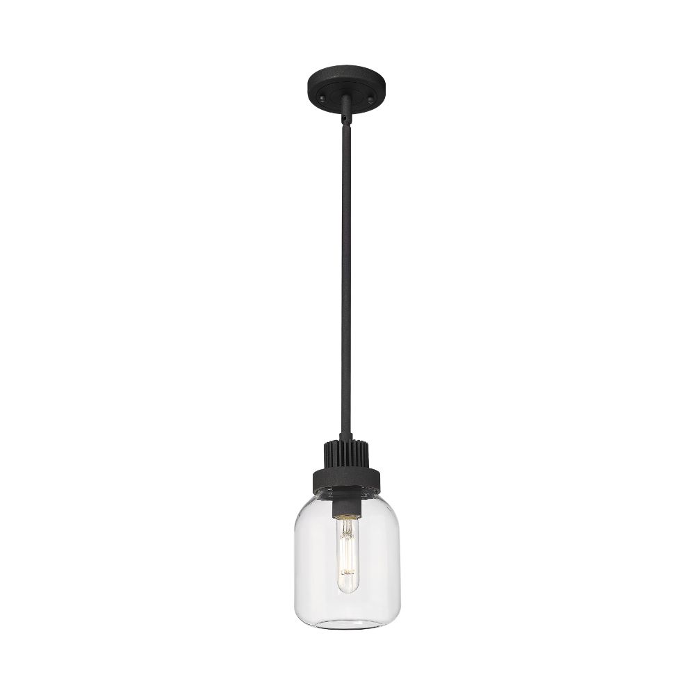 Innovations 472-1S-TBK-G472-6CL Somers - 1 Light 6" Stem Hung Pendant - Textured Black Finish, Stem Hung - 6 Inch, Clear Glass Shade