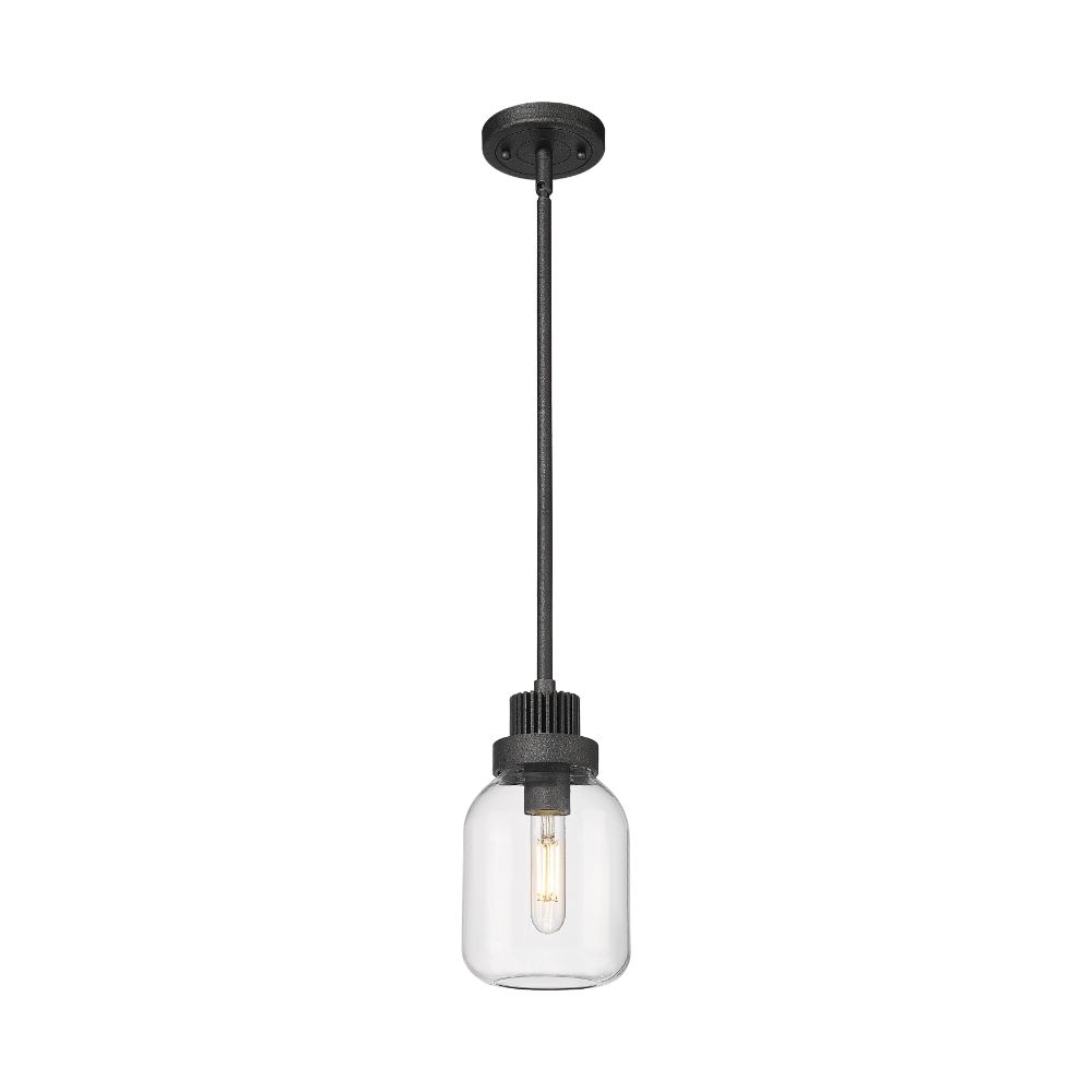 Innovations 472-1S-WZ-G472-6CL Somers - 1 Light 6" Stem Hung Pendant - Weathered Zinc Finish, Stem Hung - 6 Inch, Clear Glass Shade