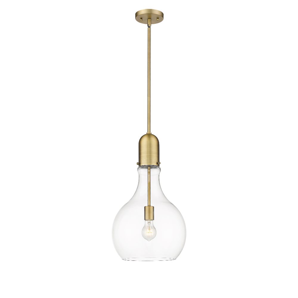 Innovations 492-1S-BB-G582-12 Amherst 1 Light  11.75 inch Mini Pendant in Brushed Brass