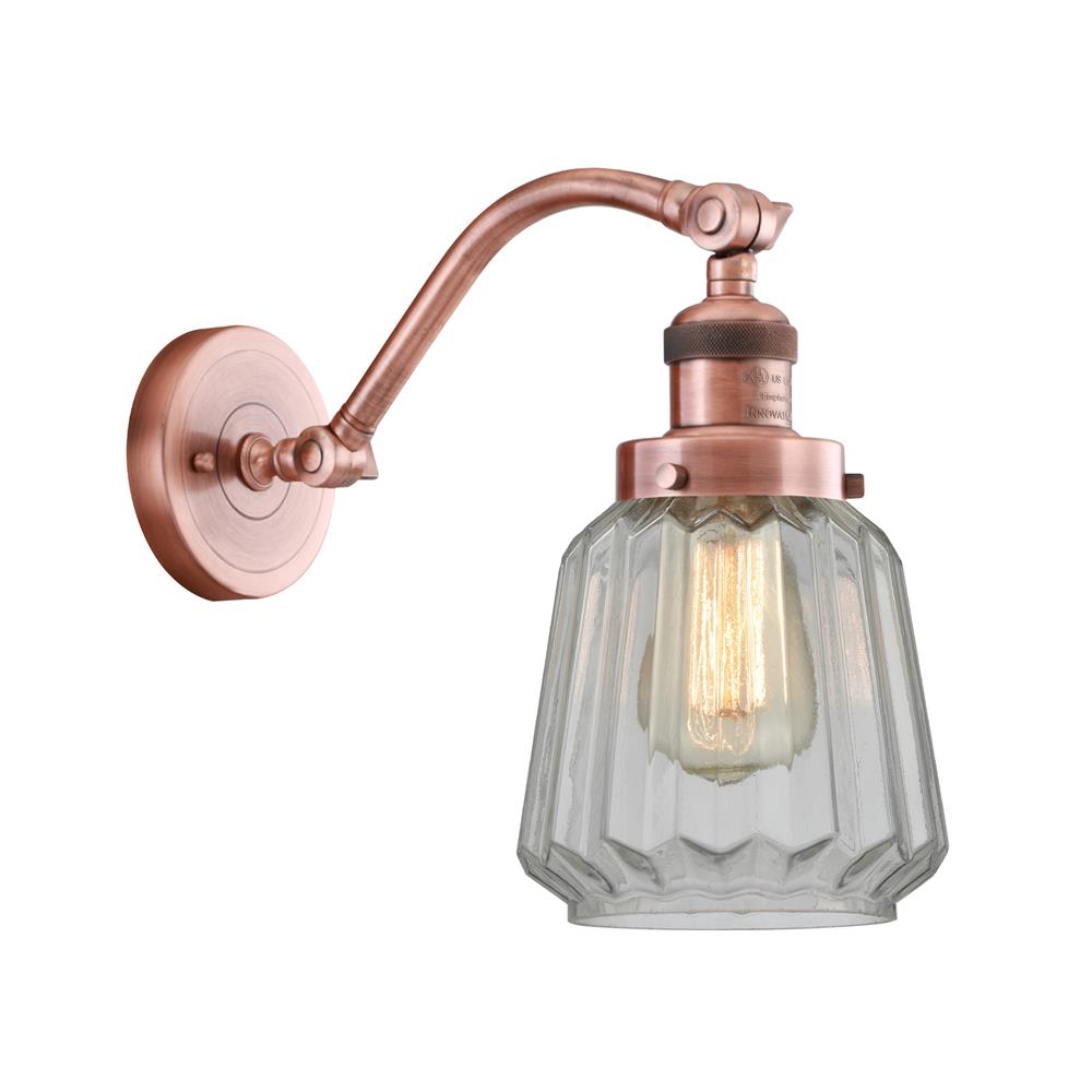 Innovations 515-1W-AC-G142-LED Chatham 1 Light Sconce in Antique Copper