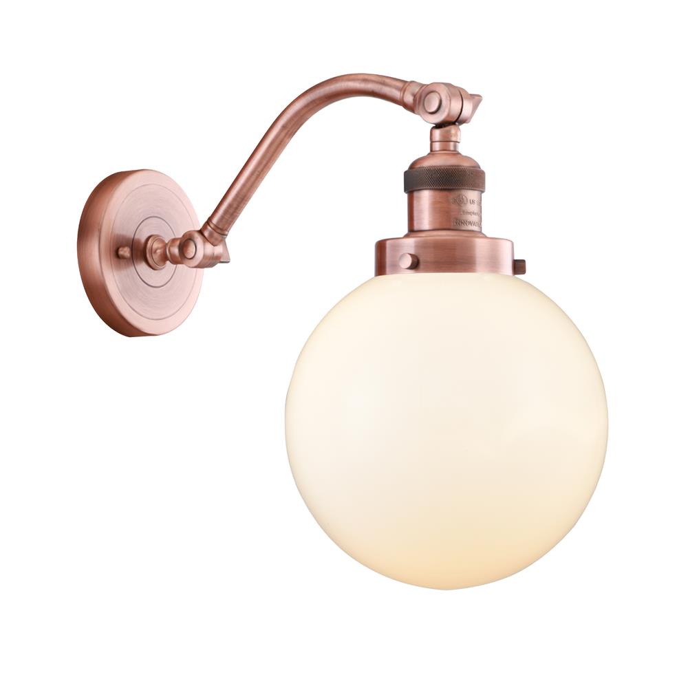 Innovations 515-1W-AC-G201-8 Large Beacon 1 Light Sconce in Antique Copper