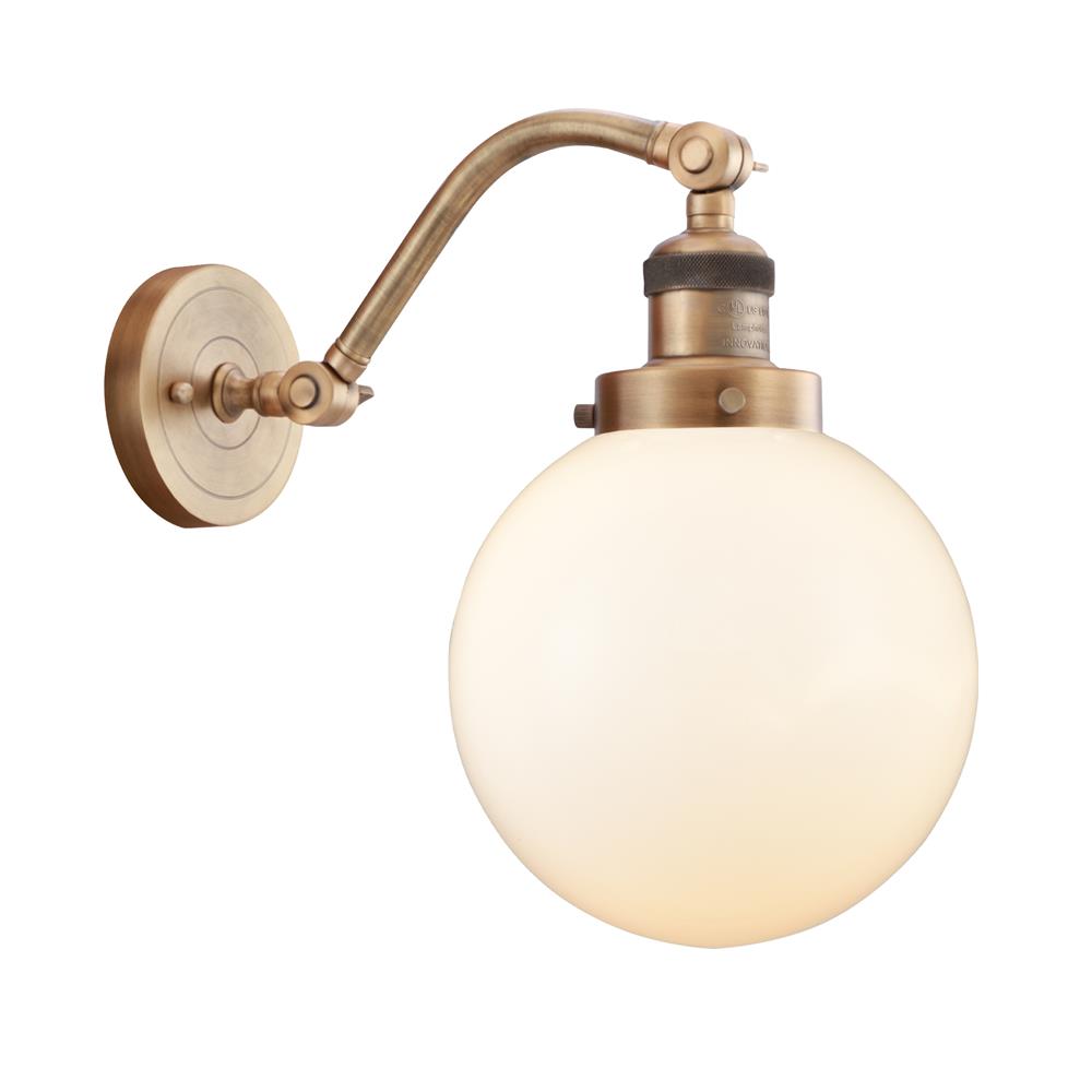 Innovations 515-1W-BB-G201-8-LED Large Beacon 1 Light Sconce in Brushed Brass