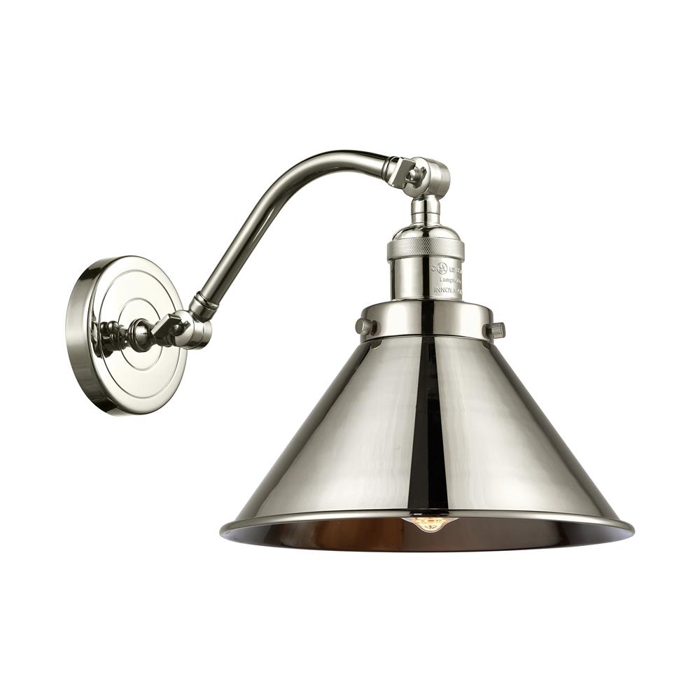 Innovations 515-1W-PN-M10-PN-LED Briarcliff 1 Light Sconce in Polished Nickel with Polished Nickel Cone Metal Shade