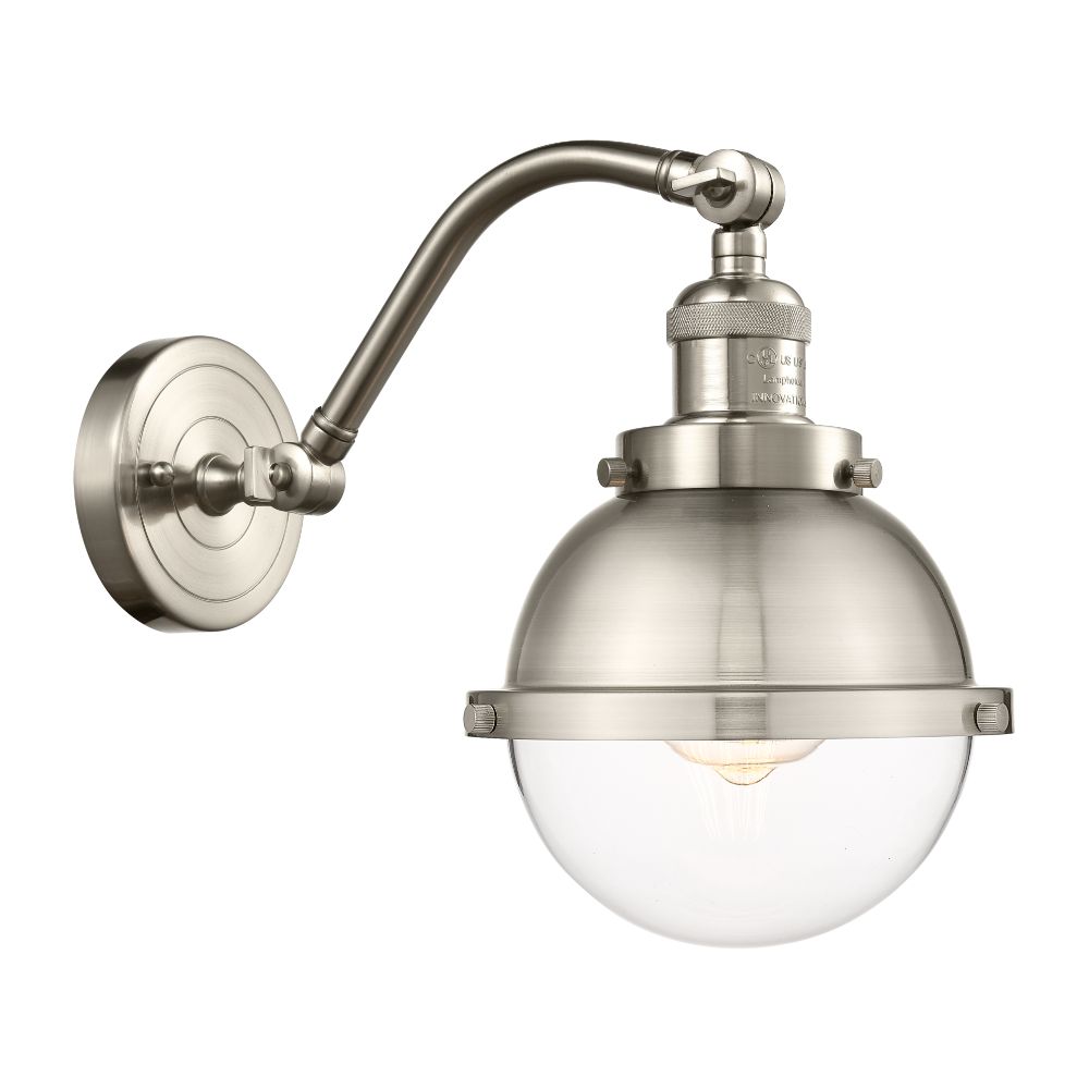 Innovations 515-1W-SN-HFS-62-SN Half Metal Half Glass Dome 1 Light  7.25 inch Sconce in Brushed Satin Nickel