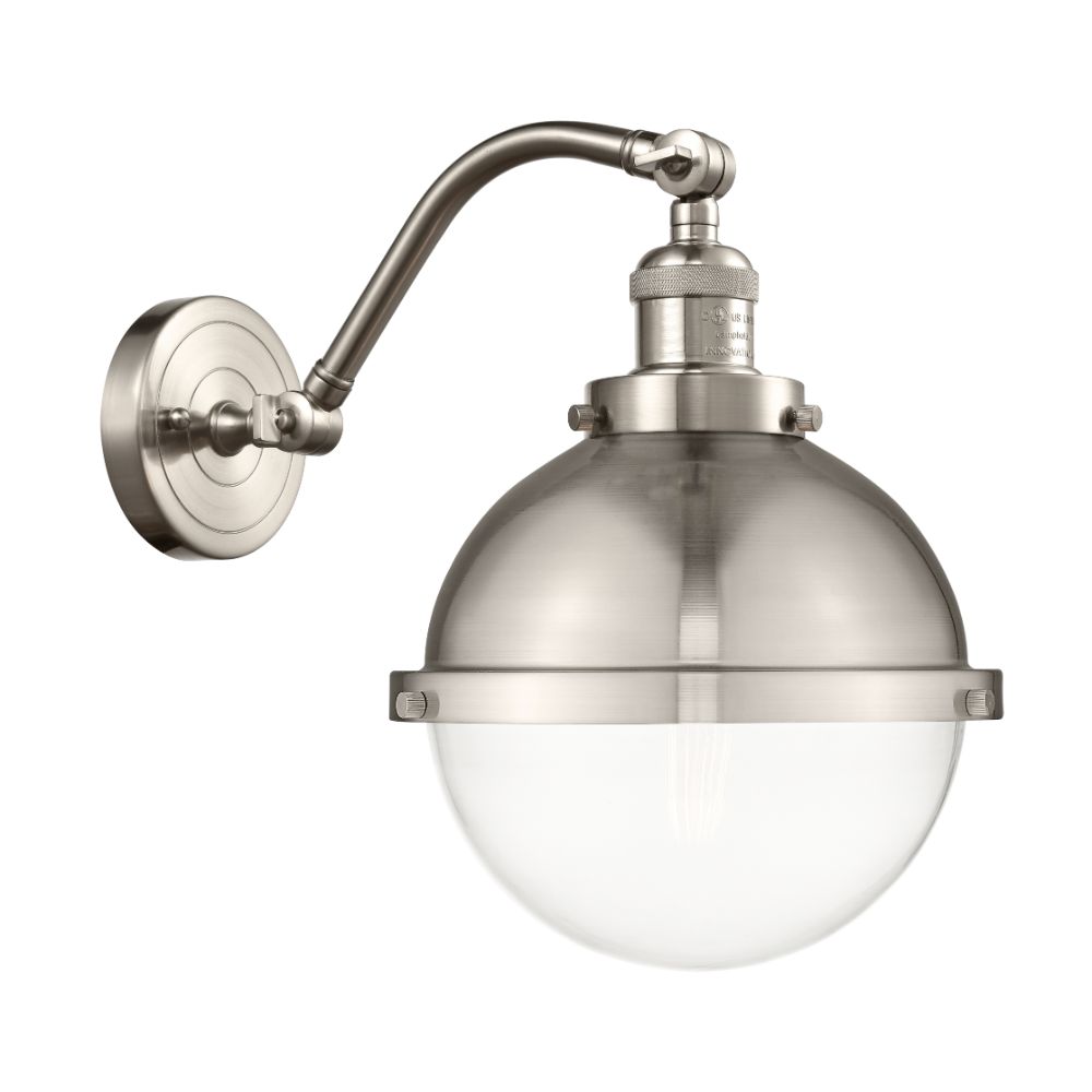 Innovations 515-1W-SN-HFS-82-SN Half Metal Half Glass Dome 1 Light  9 inch Sconce in Brushed Satin Nickel