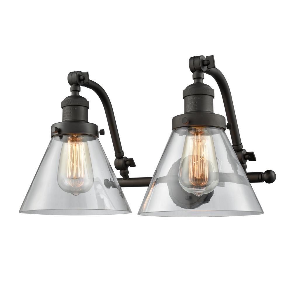 Innovations 515-2W-OB-G42-LED 2 Light Vintage Dimmable LED Large Cone 18 inch Bathroom Fixture in Oil Rubbed Bronze
