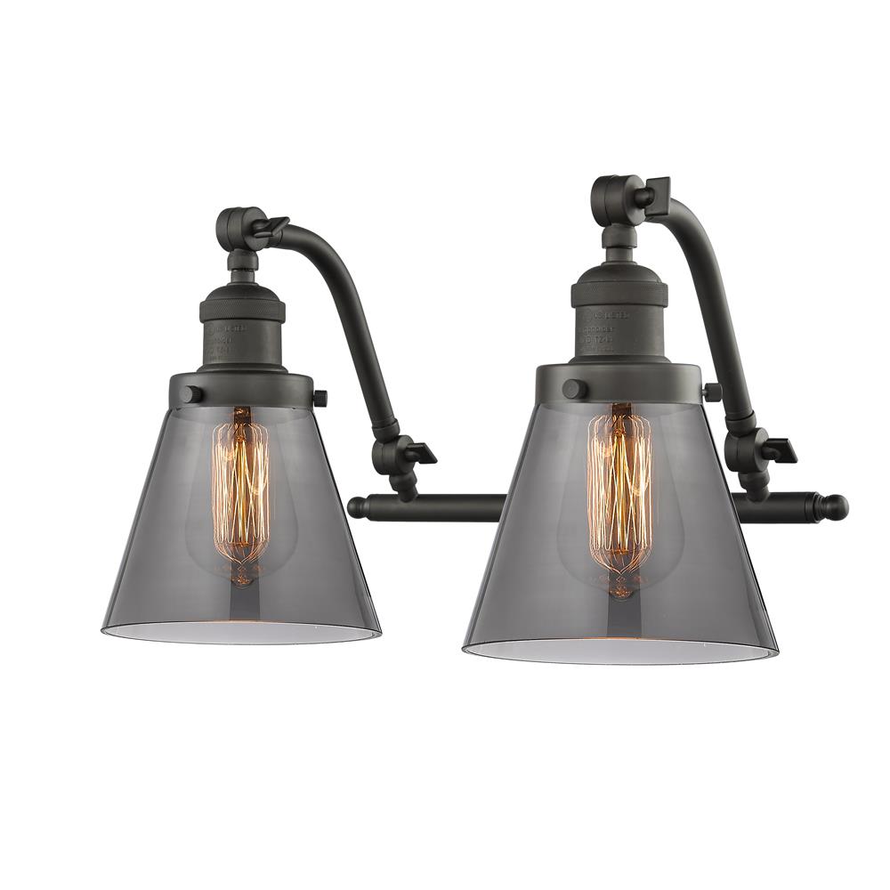 Innovations 515-2W-OB-G63-LED 2 Light Vintage Dimmable LED Small Cone 18 inch Bathroom Fixture in Oil Rubbed Bronze