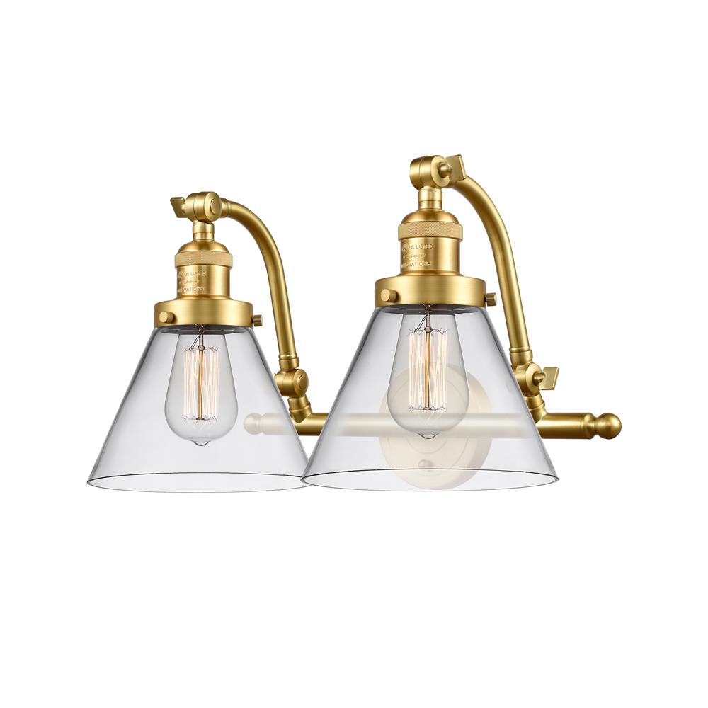 Innovations 515-2W-SG-G42-LED Large Cone 2 Light Bath Vanity Light in Satin Gold