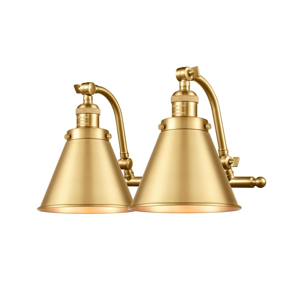 Innovations 515-2W-SG-M13-SG Appalachian 2 Light Bath Vanity Light in Satin Gold with Satin Gold Cone Metal Shade