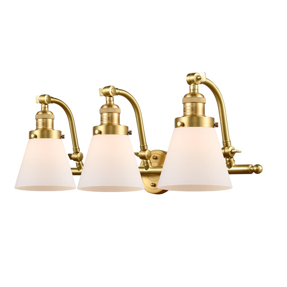 Innovations 515-3W-SG-G61-LED Small Cone 3 Light Bath Vanity Light in Satin Gold