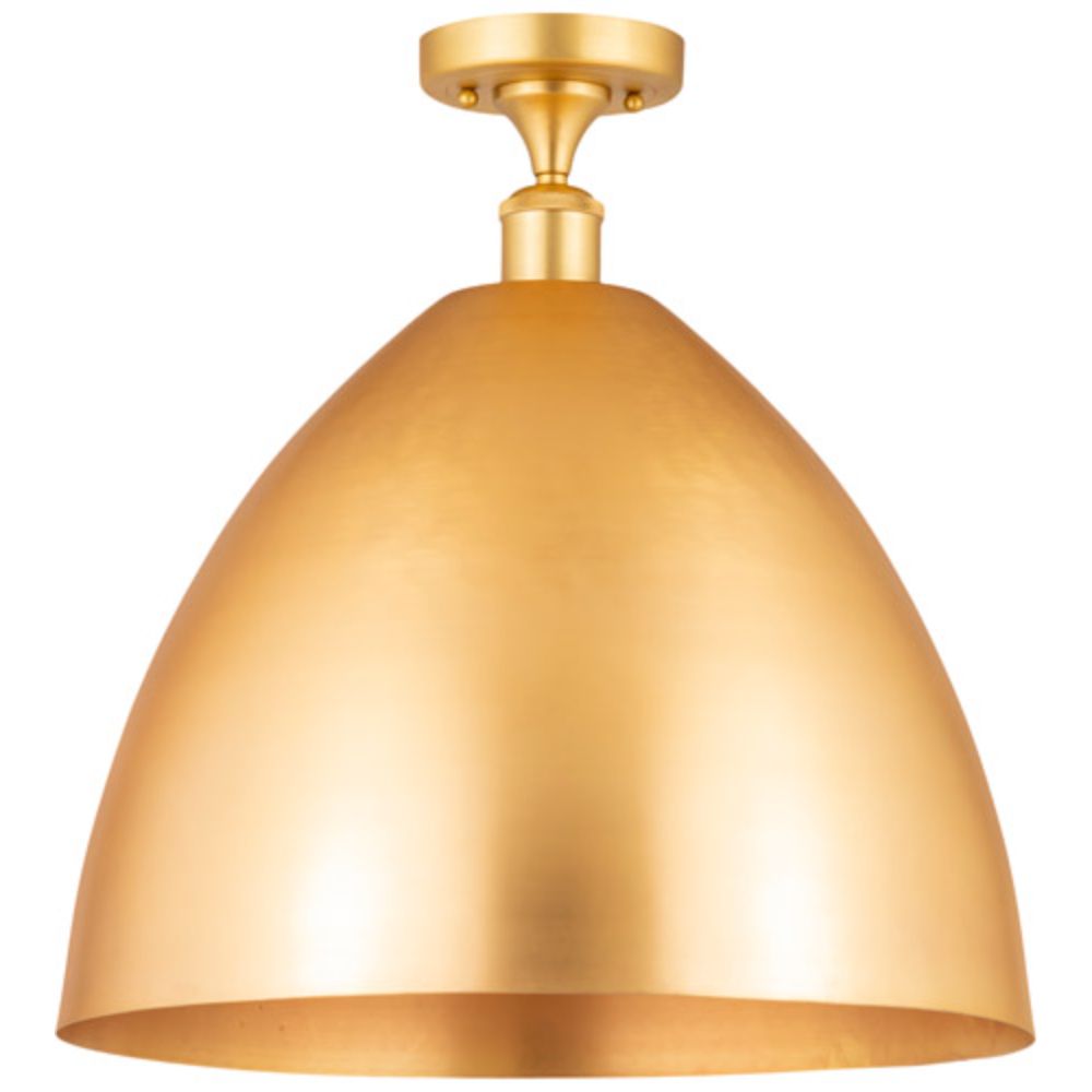 Innovations 516-1C-AB-MBD-16-BL-LED Plymouth Dome Semi-Flush Mount in Antique Brass with Blue Plymouth Dome Cone Metal Shade