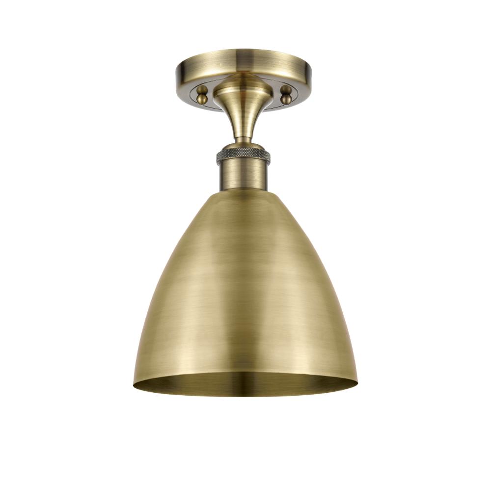 Innovations 516-1C-AB-MBD-75-AB Ballston Dome Semi-Flush Mount in Antique Brass with Antique Brass Ballston Dome Cone Metal Shade
