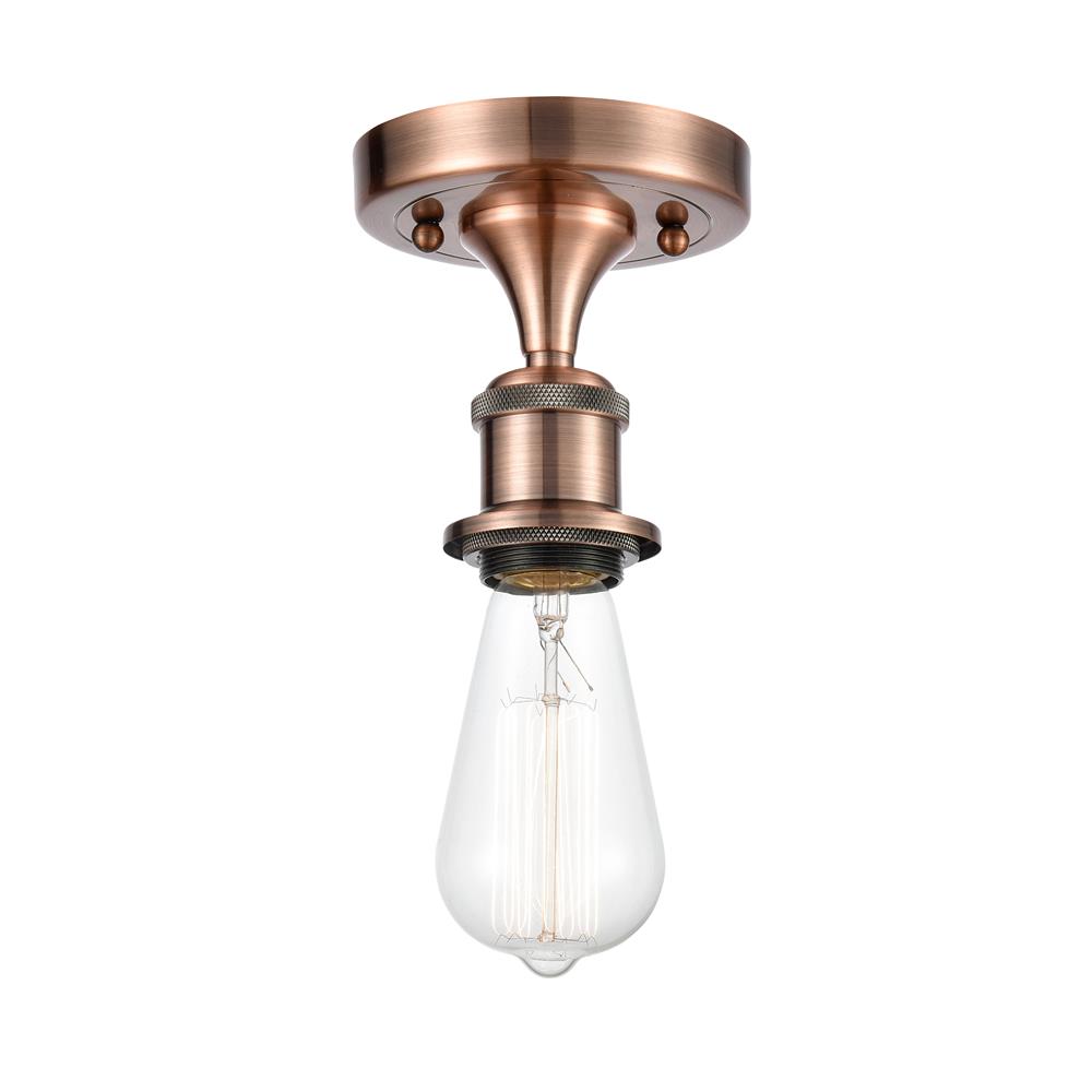 Innovations 516-1C-AC Ballston Bare Bulb 1 Light Semi-Flush Mount in Antique Copper