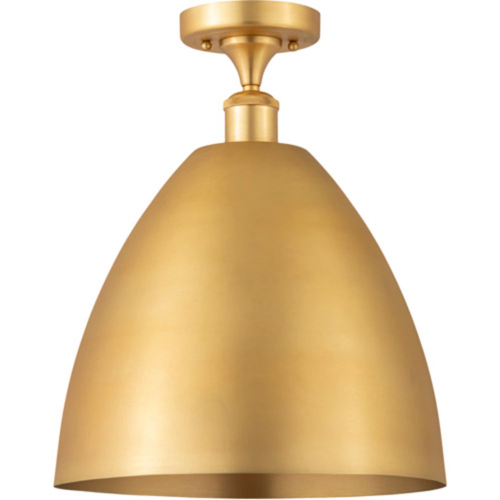 Innovations 516-1C-BB-MBD-12-RD Plymouth Dome Semi-Flush Mount in Brushed Brass with Red Plymouth Dome Cone Metal Shade