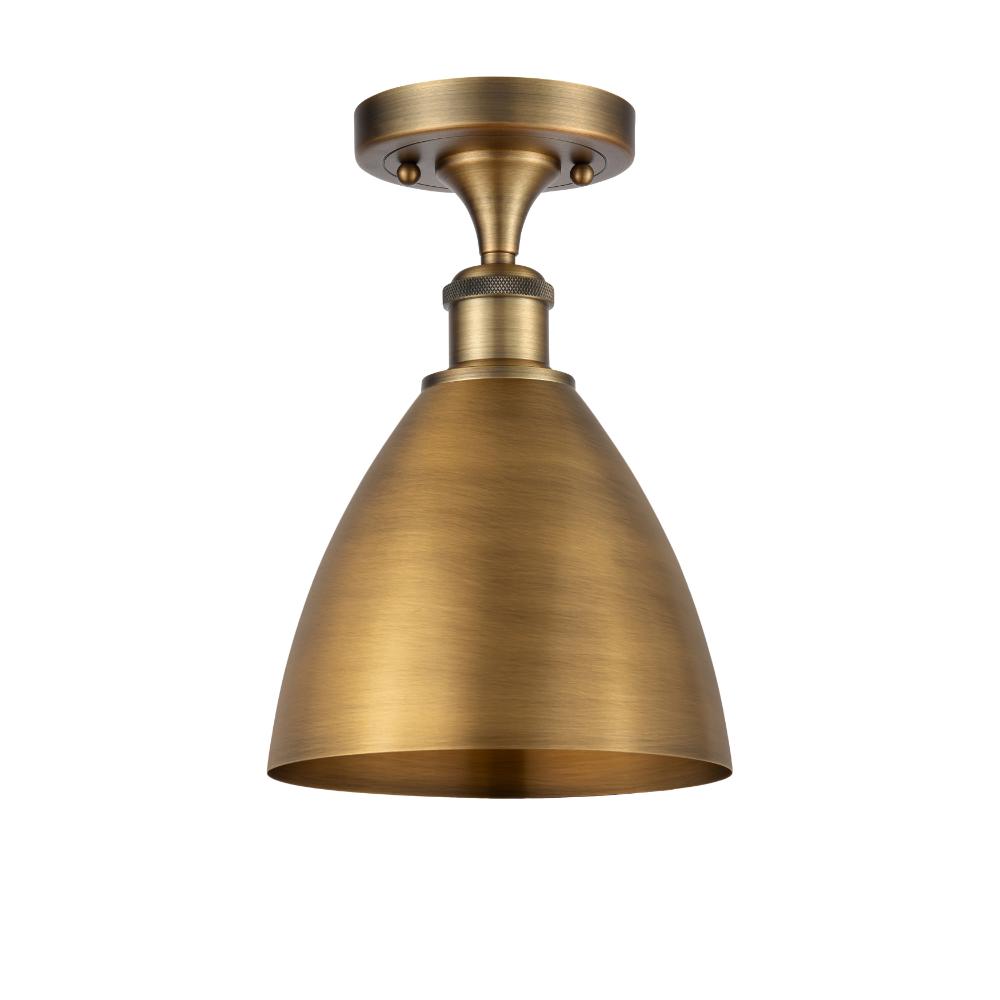 Innovations 516-1C-BB-MBD-75-BB Ballston Dome Semi-Flush Mount in Brushed Brass with Brushed Brass Ballston Dome Cone Metal Shade