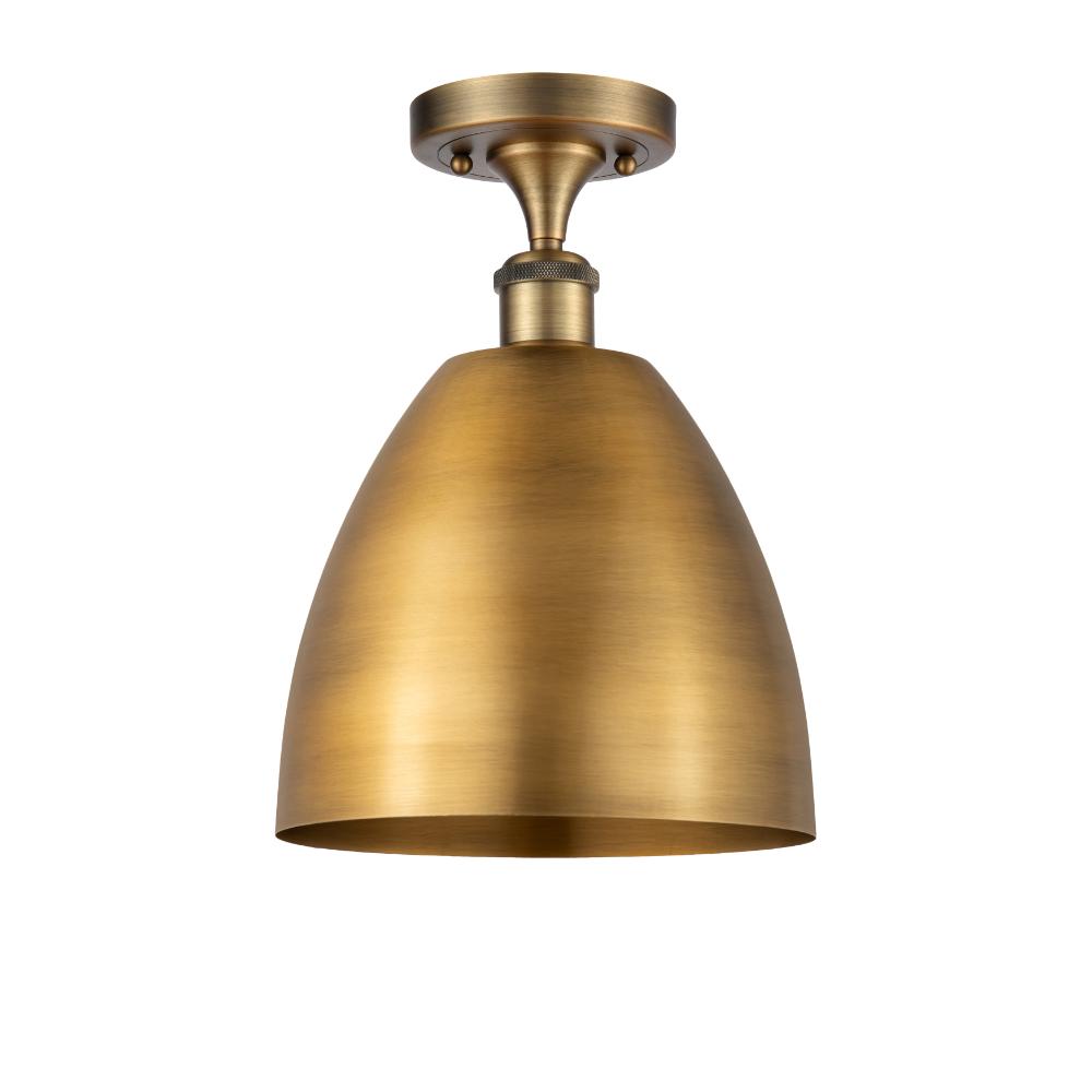 Innovations 516-1C-BB-MBD-9-BB Ballston Dome Semi-Flush Mount in Brushed Brass with Brushed Brass Ballston Dome Cone Metal Shade