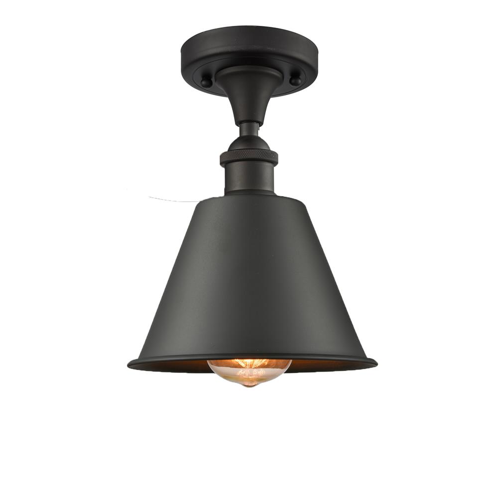 Innovations 516-1C-OB-M8-LED 1 Light Vintage Dimmable LED Smithfield 7 inch Semi-Flush Mount in Oil Rubbed Bronze