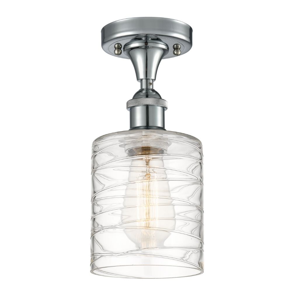 Innovations 516-1C-PC-G1113 Cobbleskill 1 Light Semi-Flush Mount part of the Ballston Collection in Polished Chrome