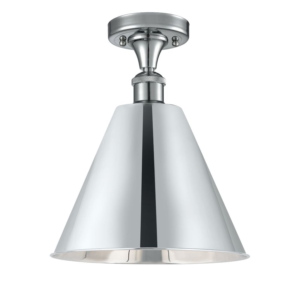 Innovations 516-1C-PC-MBC-12-PC Ballston Cone Semi-Flush Mount in Polished Chrome with Polished Chrome Ballston Cone Cone Metal Shade