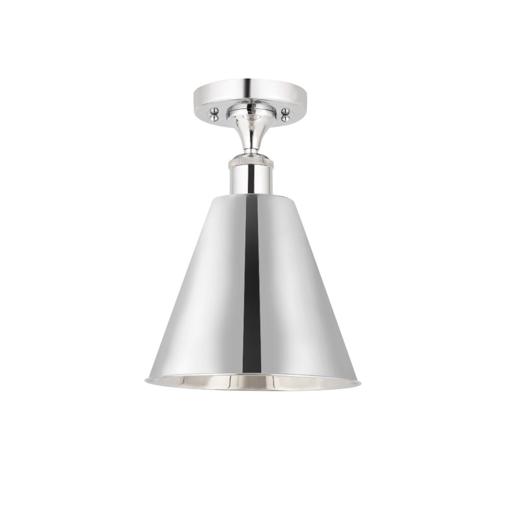 Innovations 516-1C-PC-MBC-8-PC Ballston Cone Semi-Flush Mount in Polished Chrome with Polished Chrome Ballston Cone Cone Metal Shade