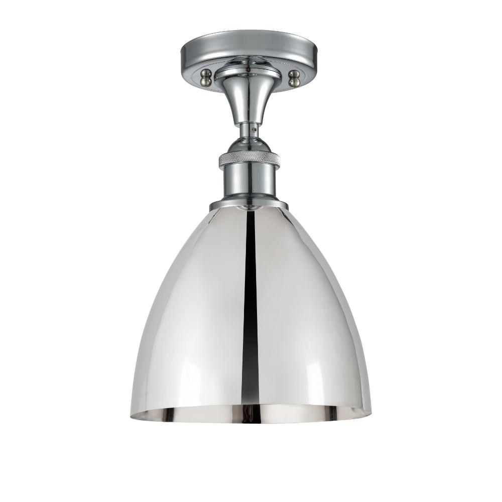 Innovations 516-1C-PC-MBD-75-PC Ballston Dome Semi-Flush Mount in Polished Chrome with Polished Chrome Ballston Dome Cone Metal Shade