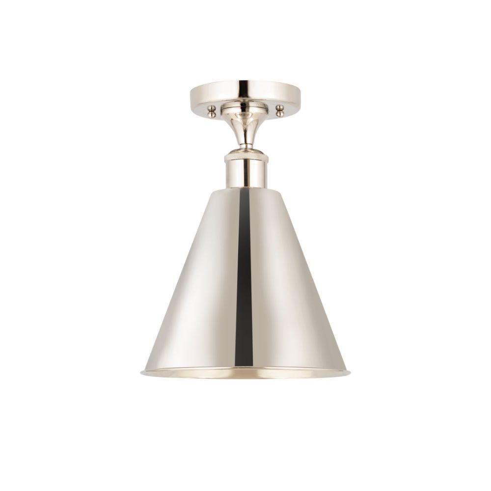 Innovations 516-1C-PN-MBC-8-PN Ballston Cone Semi-Flush Mount in Polished Nickel with Polished Nickel Ballston Cone Cone Metal Shade
