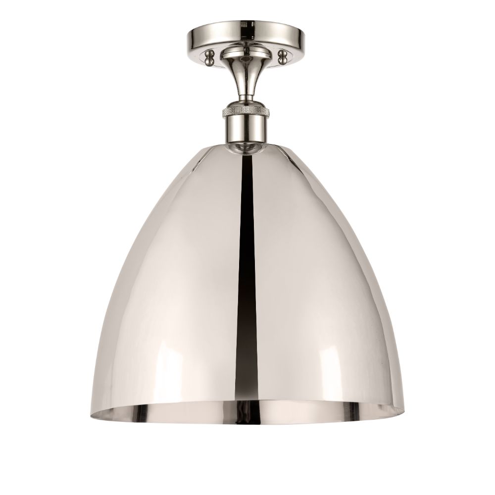 Innovations 516-1C-PN-MBD-12-PN Ballston Dome Semi-Flush Mount in Polished Nickel with Polished Nickel Ballston Dome Cone Metal Shade
