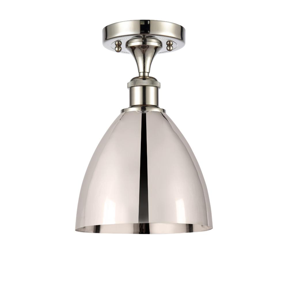 Innovations 516-1C-PN-MBD-75-PN Ballston Dome Semi-Flush Mount in Polished Nickel with Polished Nickel Ballston Dome Cone Metal Shade