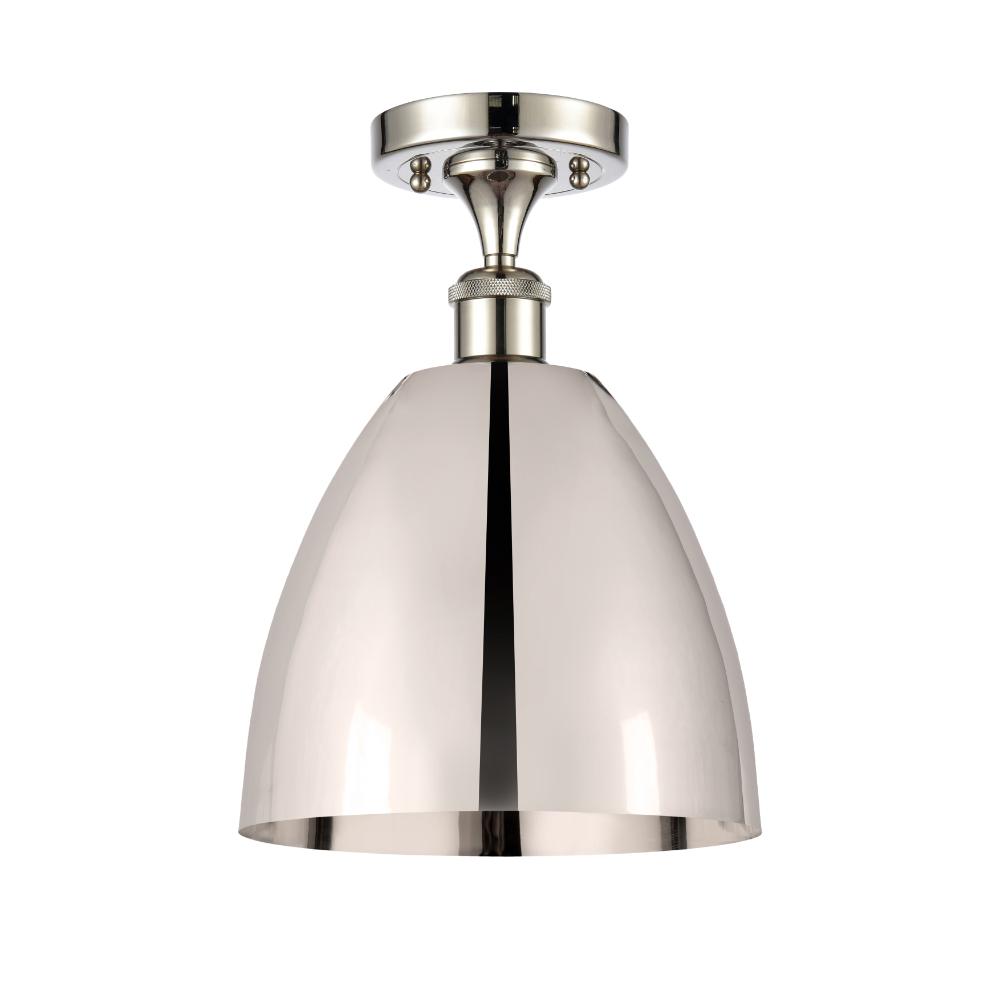 Innovations 516-1C-PN-MBD-9-PN Ballston Dome Semi-Flush Mount in Polished Nickel with Polished Nickel Ballston Dome Cone Metal Shade