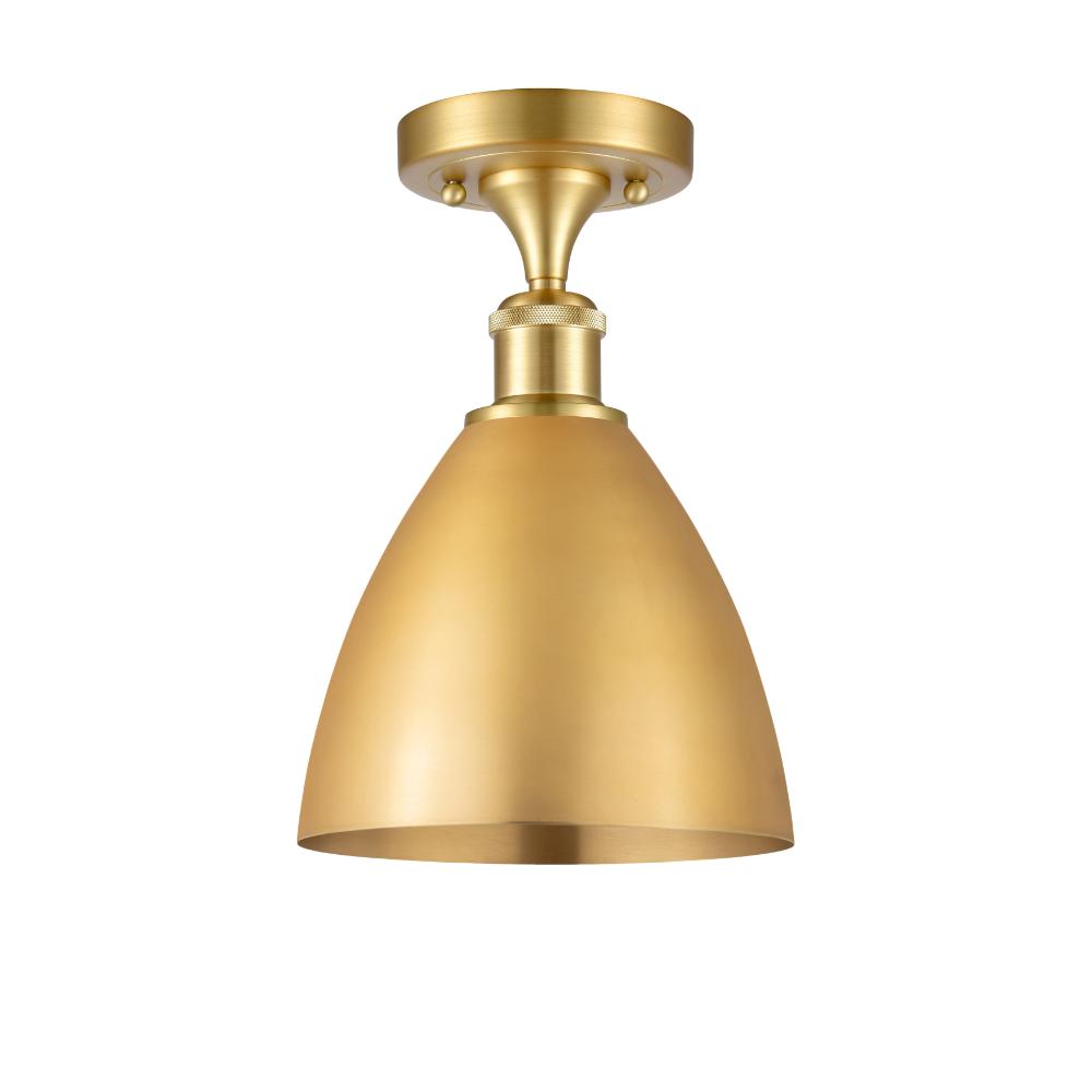 Innovations 516-1C-SG-MBD-75-SG Ballston Dome Semi-Flush Mount in Satin Gold with Satin Gold Ballston Dome Cone Metal Shade