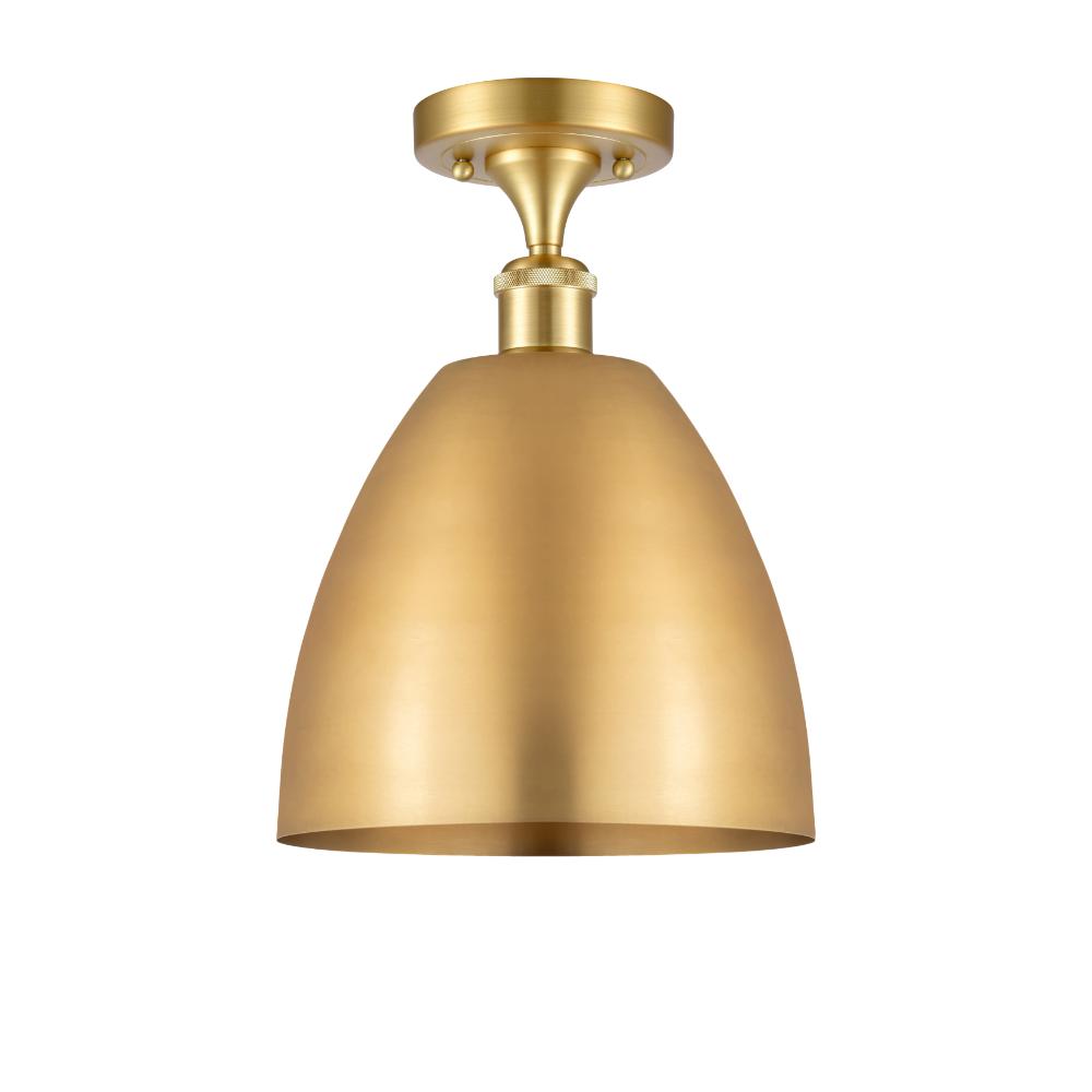Innovations 516-1C-SG-MBD-9-SG Ballston Dome Semi-Flush Mount in Satin Gold with Satin Gold Ballston Dome Cone Metal Shade