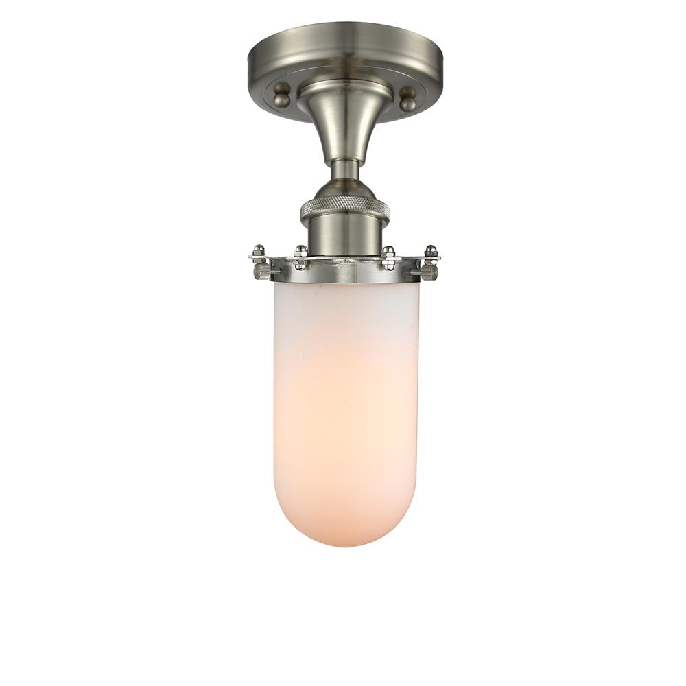 Innovations 516-1C-SN-232-W-LED 1 Light Vintage Dimmable, White Glass LED Kingsbury 6 inch Flush Mount