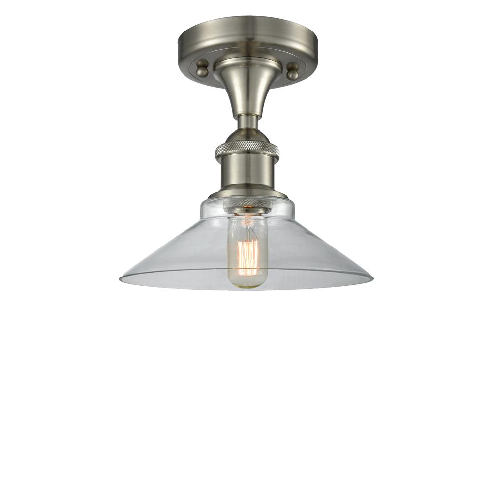 Innovations 516-1C-SN-G132-LED 1 Light Vintage Dimmable LED Orwell 9 inch Semi-Flush Mount in Brushed Satin Nickel
