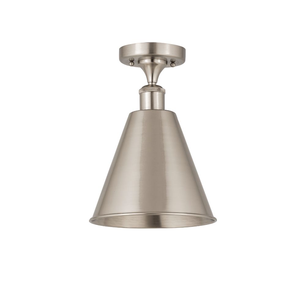 Innovations 516-1C-SN-MBC-8-SN Ballston Cone Semi-Flush Mount in Brushed Satin Nickel with Brushed Satin Nickel Ballston Cone Cone Metal Shade