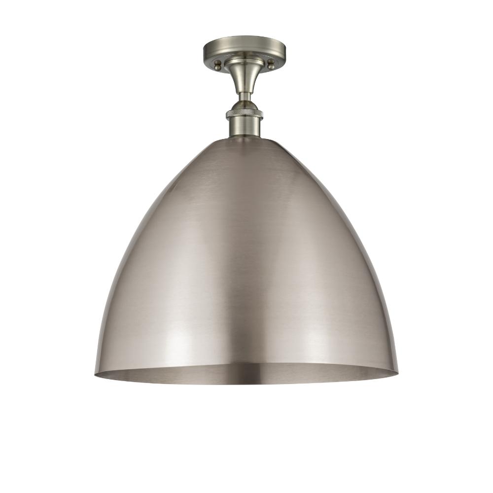 Innovations 516-1C-SN-MBD-16-SN Ballston Dome Semi-Flush Mount in Brushed Satin Nickel with Brushed Satin Nickel Ballston Dome Cone Metal Shade