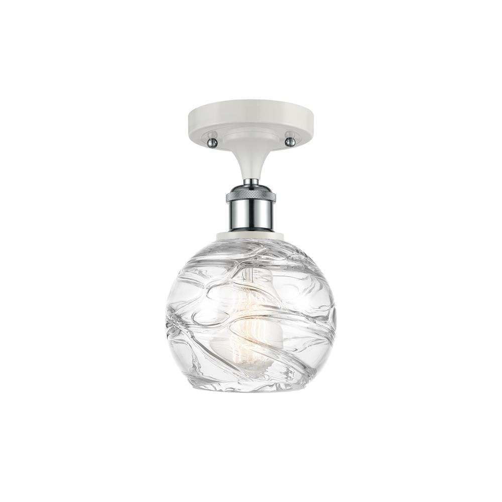 Innovations 516-1C-WPC-G1213-6 Small Deco Swirl 1 Light Semi-Flush Mount in White and Polished Chrome