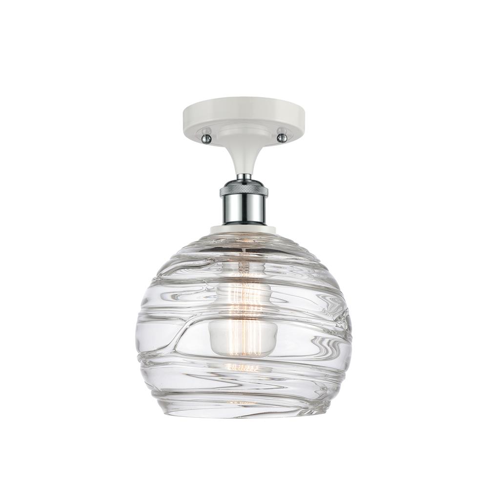 Innovations 516-1C-WPC-G1213-8-LED Deco Swirl 1 Light Semi-Flush Mount in White and Polished Chrome