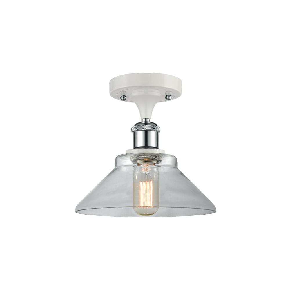 Innovations 516-1C-WPC-G132-LED Orwell 1 Light Semi-Flush Mount in White and Polished Chrome