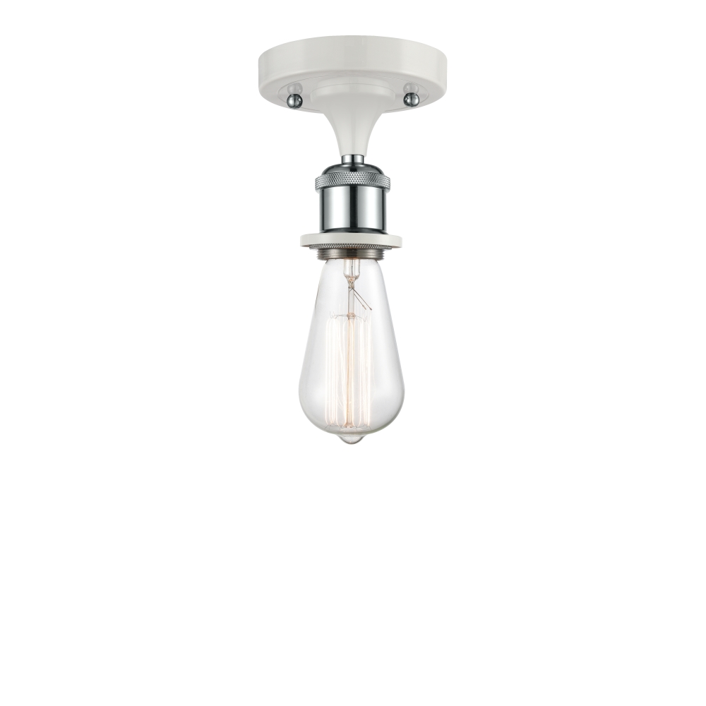 Innovations 516-1C-WPC-LED Bare Bulb 1 Light Semi-Flush Mount part of the Ballston Collection in White and Polished Chrome