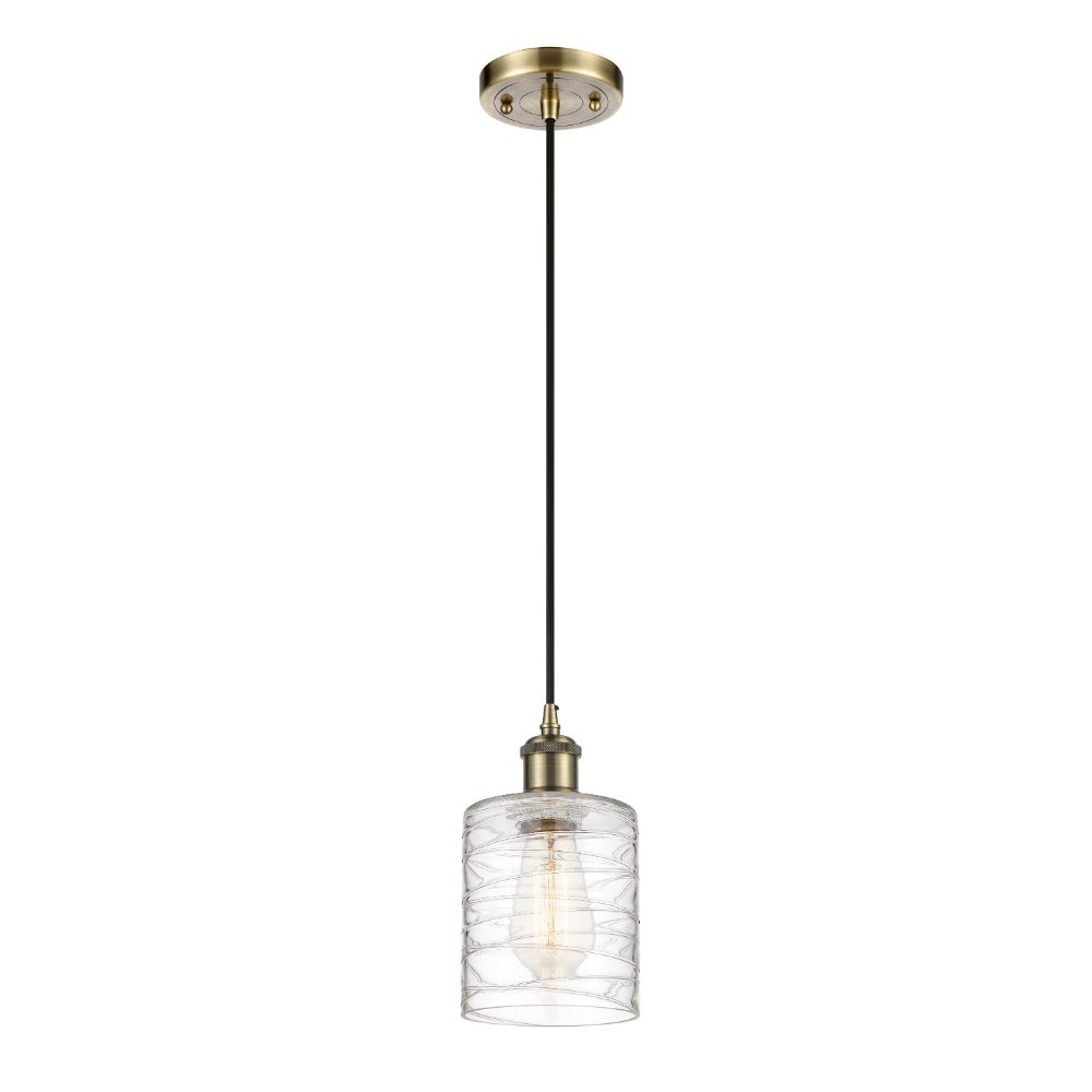 Innovations 516-1P-AB-G1113 Cobbleskill 1 Light Mini Pendant part of the Ballston Collection in Antique Brass