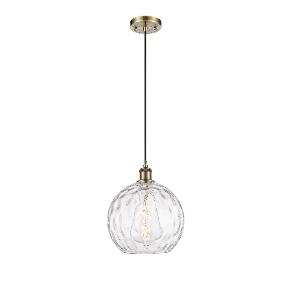 Innovations 516-1P-AB-G1215-10-LED Athens Water Glass 1 Light 10 inch Mini Pendant in Antique Brass